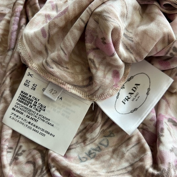 Prada Floral Pink Silk Midi Sleeveless Dress Worn Once Excellent Condition 42 - Picture 8 of 10